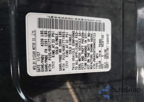 2008 Nissan Rogue Sl z USA, uszkodzony, nr VIN JN8AS58T98W005723